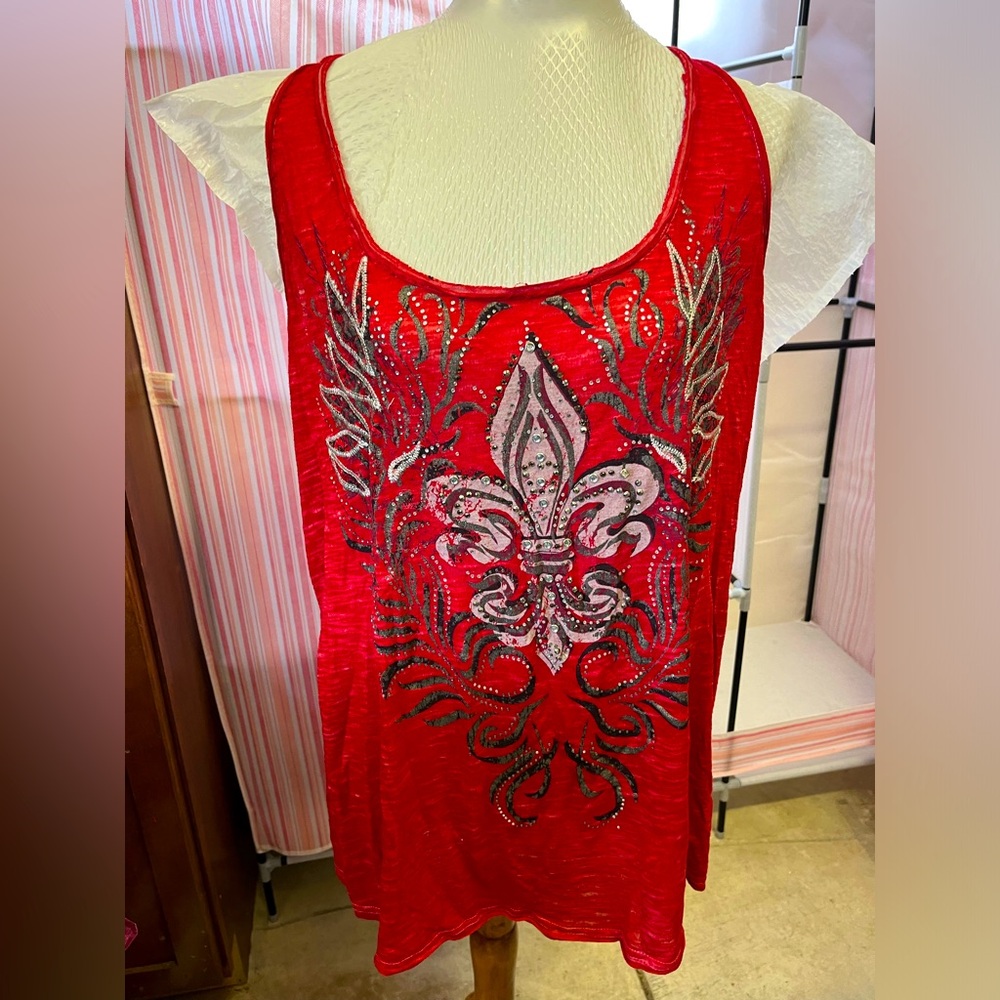 Stunning Bejeweled Red Tank Top